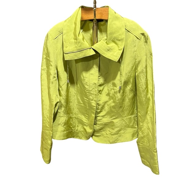 Lafayette 148 Stylish Chartreuse Women's Linen Blend Jacket - Picture 3 of 14